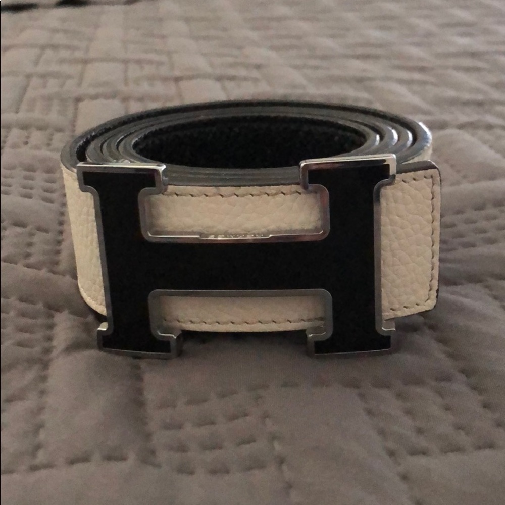 Black White Reversible Hermes belt! Authentic